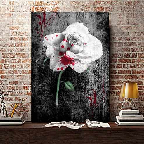 Λευκό Τριαντάφυλλο με Σταγόνες από Αίμα - Time2PrintCanvas