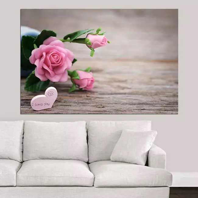 Καρδιά με Ροζ Λουλούδια - Time2PrintCanvas